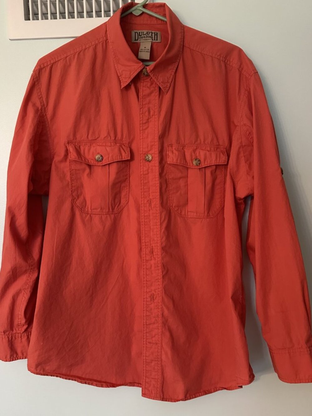 Duluth Trading Co .. Coral Cotton Button-Up Shirt
